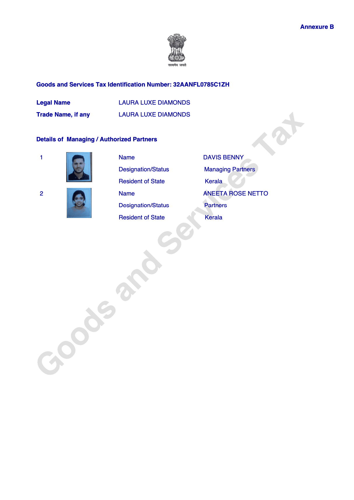 GST Registration Certificate Part 2
