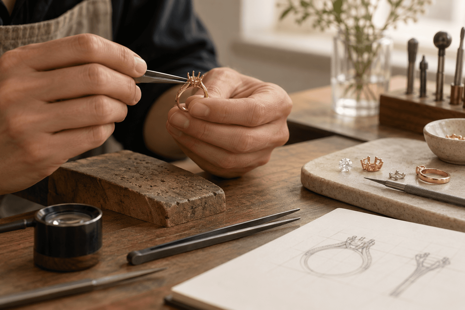 Illustrative fine jewellery detail for the Laura Luxe education journal